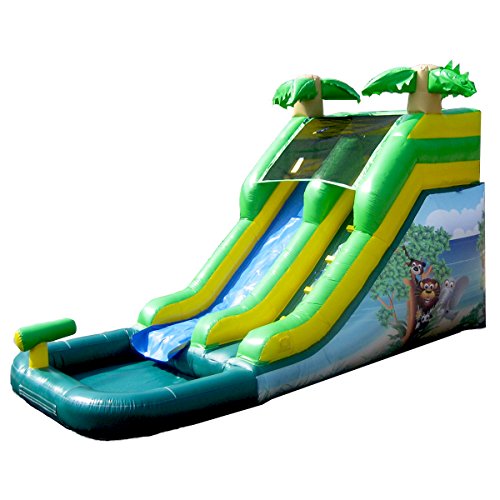 JumpOrange 12’ Safari Commercial Grade Water Slide Inflatable with Splash Pool (with Blower), Kids and Adults, Wet Dry Use, Outdoor Indoor, Backyard, Summer Fun, Water Park, Tall Slide, Water Cannon